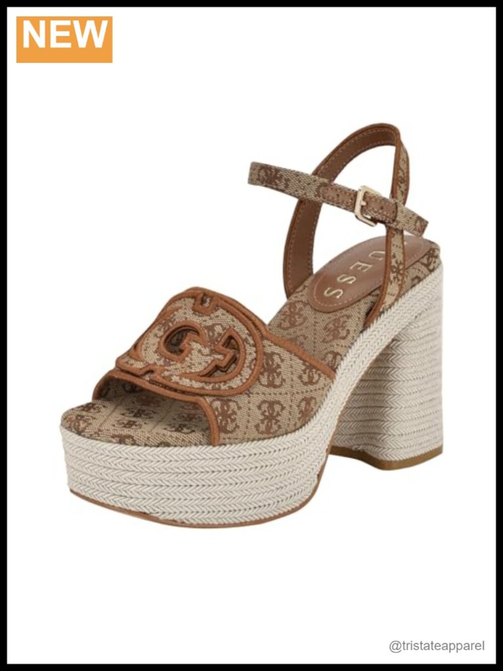Esadrille Platform Block Heel Sandal with Ankle Strap and Buckle